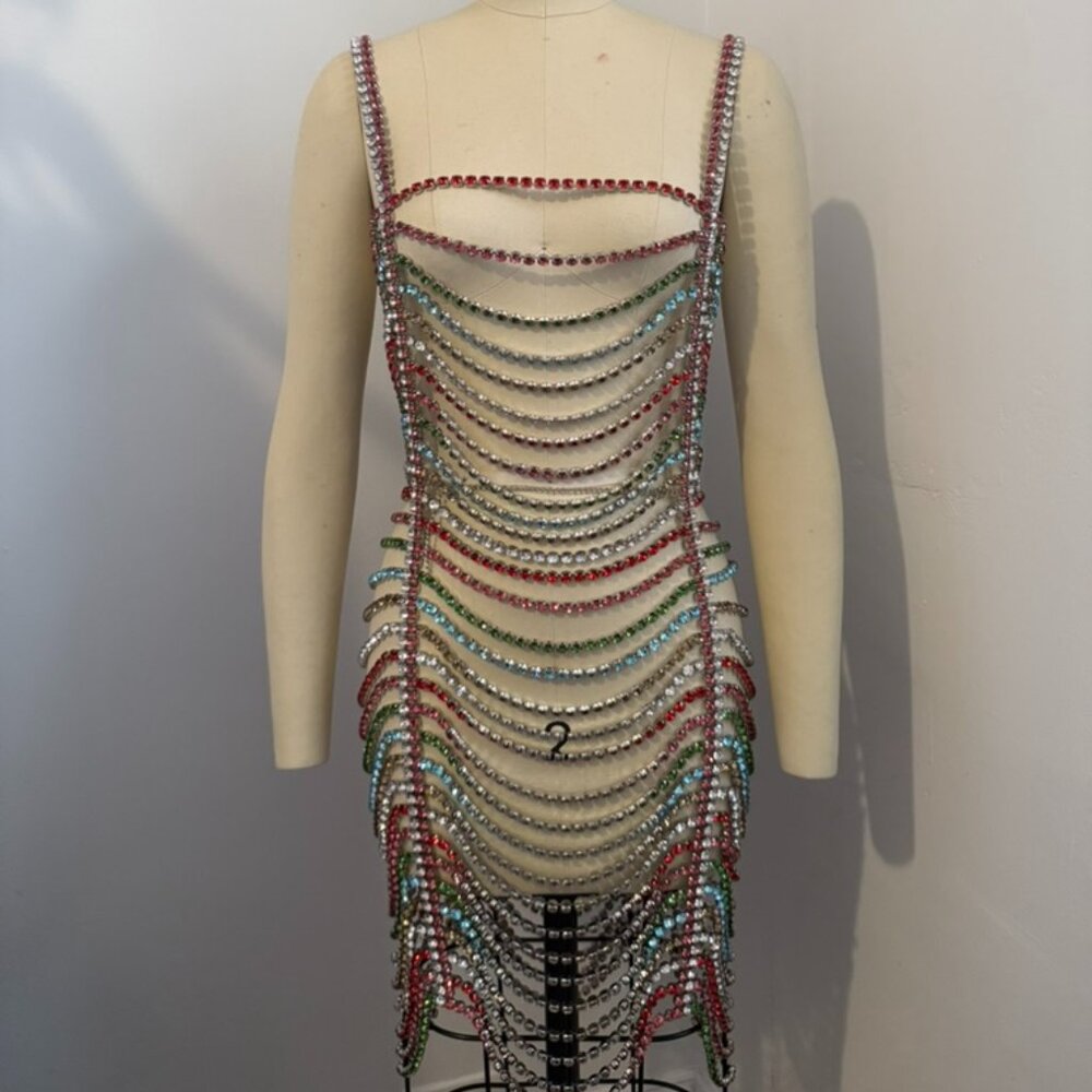 AREA - Rainbow Crystal Dress (NWOT) - Size XS/2/4